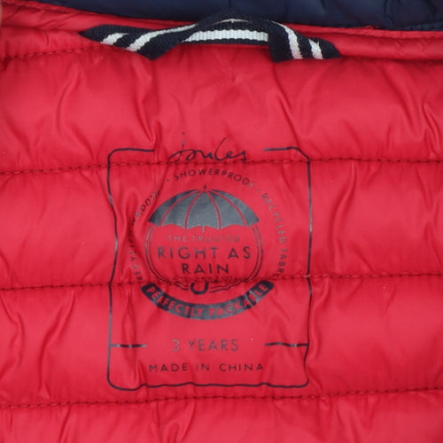 Joules Boys Blue 3 Years Quilted Padded Packable Gilet Bodywarmer
