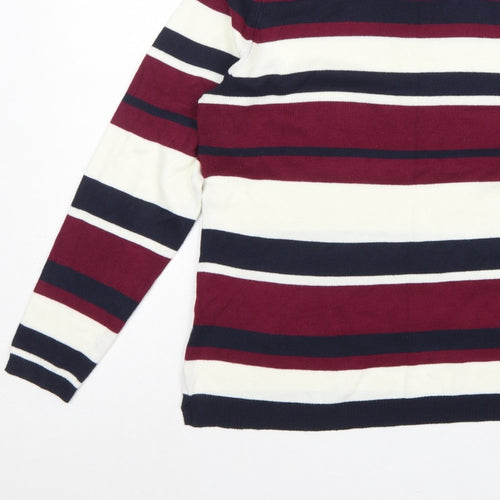 Papaya Women Multicoloured Size 16 Striped Mock Neck Acrylic Jumper
