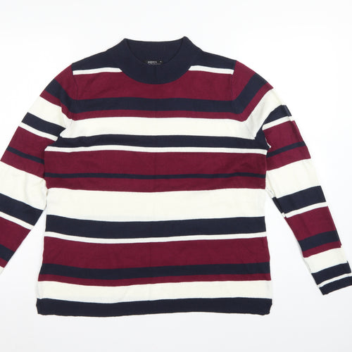 Papaya Women Multicoloured Size 16 Striped Mock Neck Acrylic Jumper