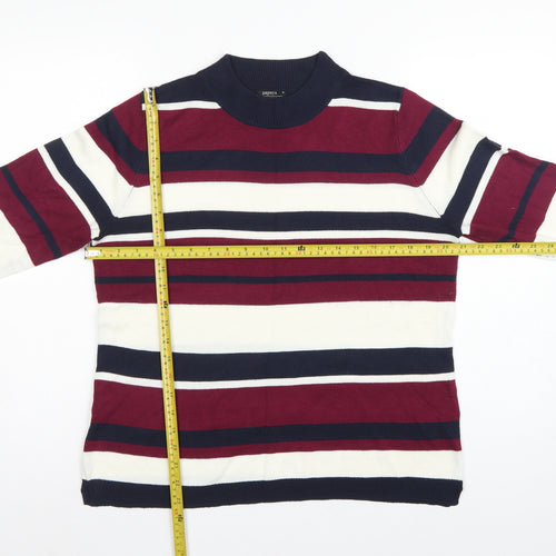 Papaya Women Multicoloured Size 16 Striped Mock Neck Acrylic Jumper