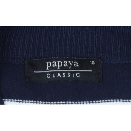 Papaya Women Multicoloured Size 16 Striped Mock Neck Acrylic Jumper