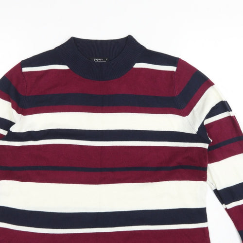 Papaya Women Multicoloured Size 16 Striped Mock Neck Acrylic Jumper