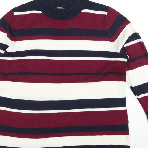 Papaya Women Multicoloured Size 16 Striped Mock Neck Acrylic Jumper