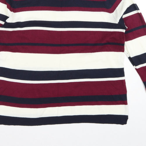 Papaya Women Multicoloured Size 16 Striped Mock Neck Acrylic Jumper