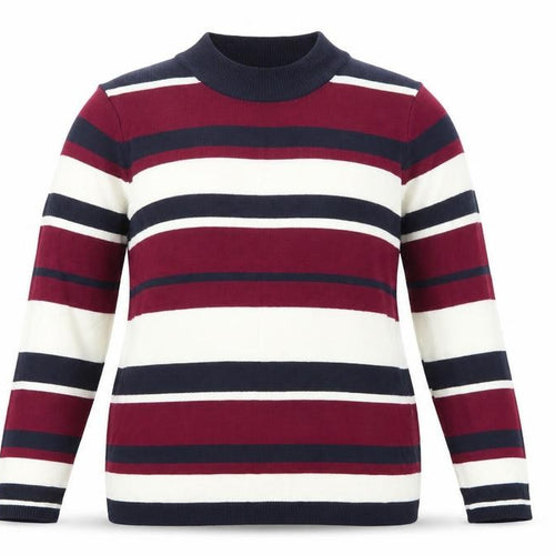 Papaya Women Multicoloured Size 16 Striped Mock Neck Acrylic Jumper