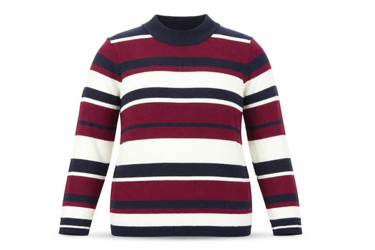 Papaya Women Multicoloured Size 16 Striped Mock Neck Acrylic Jumper