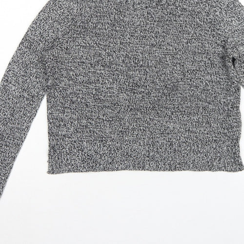 H&M Divided Women Grey Marl XS Chunky Knit Crew Neck Pullover Jumper