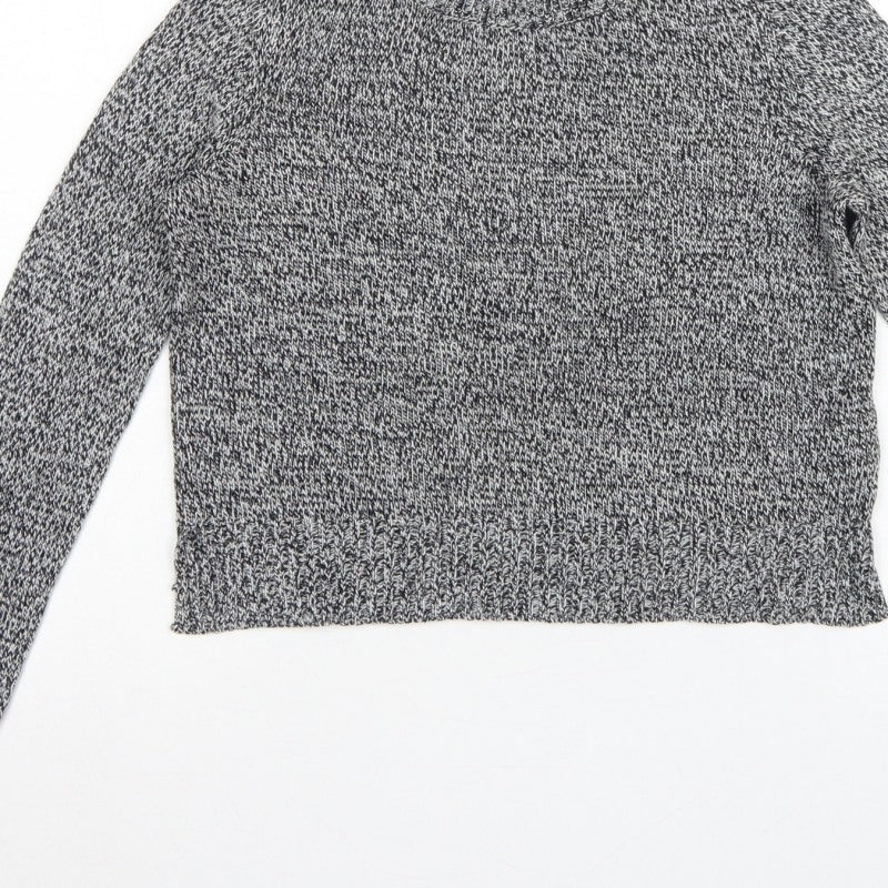 H&M Divided Women Grey Marl XS Chunky Knit Crew Neck Pullover Jumper