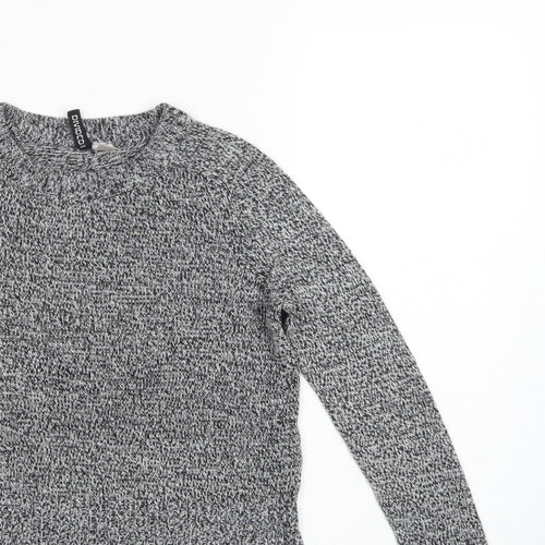 H&M Divided Women Grey Marl XS Chunky Knit Crew Neck Pullover Jumper