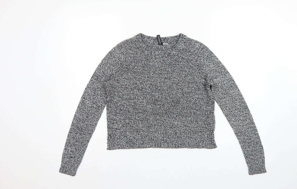 H&M Divided Women Grey Marl XS Chunky Knit Crew Neck Pullover Jumper
