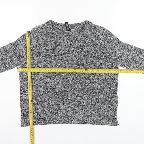 H&M Divided Women Grey Marl XS Chunky Knit Crew Neck Pullover Jumper