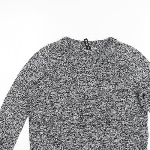 H&M Divided Women Grey Marl XS Chunky Knit Crew Neck Pullover Jumper