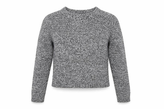 H&M Divided Women Grey Marl XS Chunky Knit Crew Neck Pullover Jumper