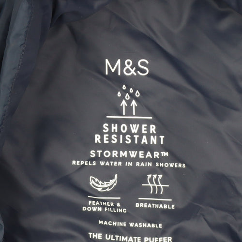 Marks & Spencer Men Navy L Stormwear Down Hooded Puffer Jacket