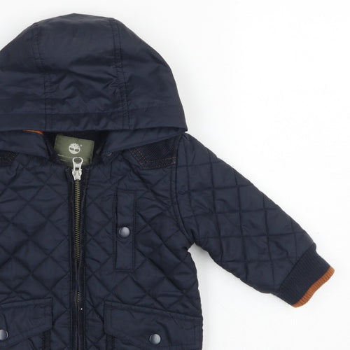 Timberland Boys Blue 6-9 Months Hooded Quilted Puffer Jacket
