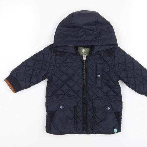 Timberland Boys Blue 6-9 Months Hooded Quilted Puffer Jacket