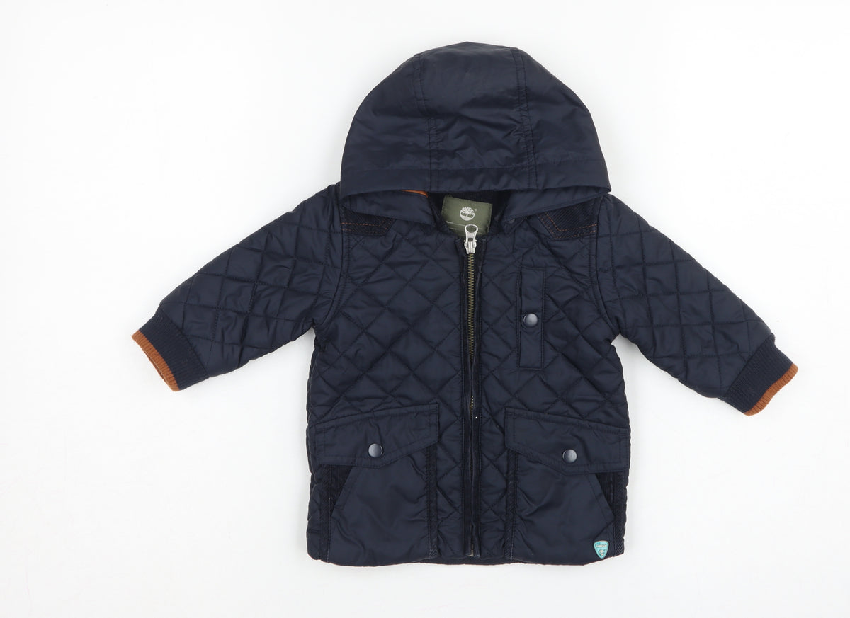 Timberland Boys Blue 6-9 Months Hooded Quilted Puffer Jacket