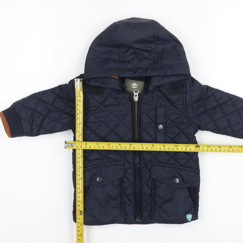 Timberland Boys Blue 6-9 Months Hooded Quilted Puffer Jacket