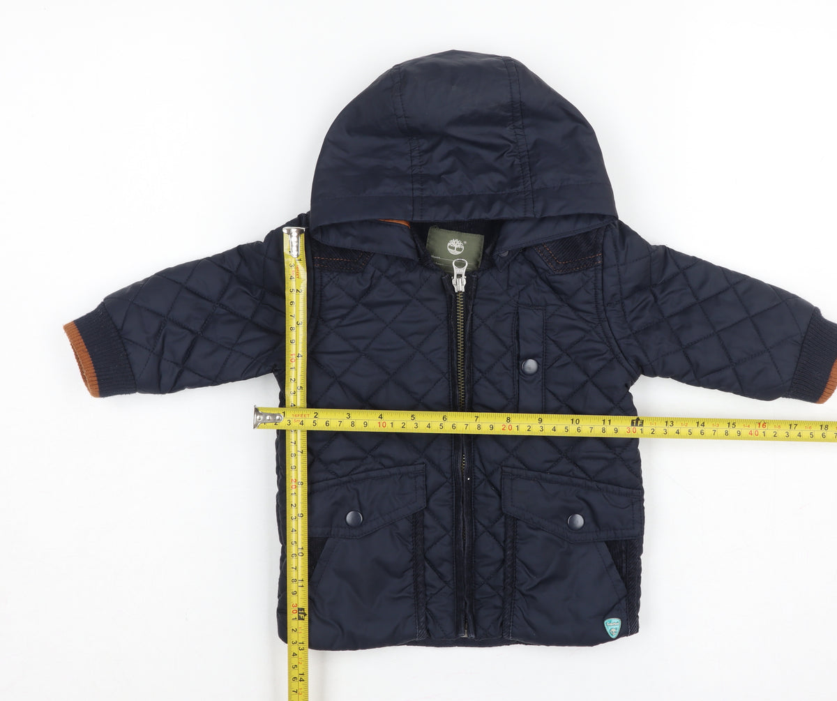 Timberland Boys Blue 6-9 Months Hooded Quilted Puffer Jacket