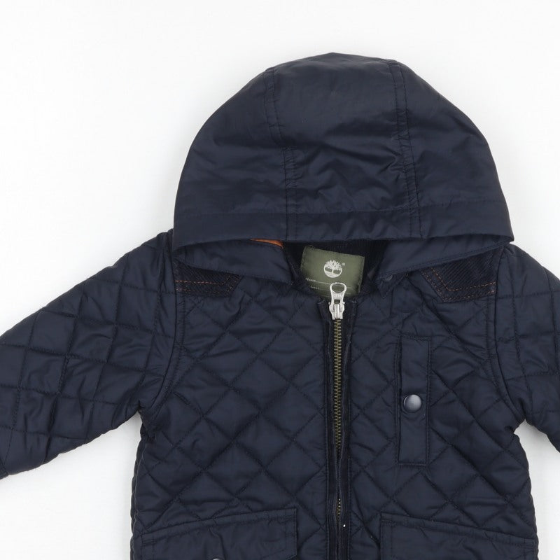 Timberland Boys Blue 6-9 Months Hooded Quilted Puffer Jacket