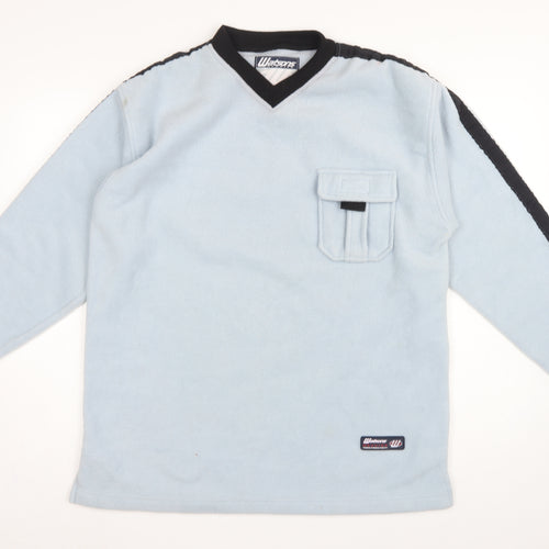 Watsons Mens Blue M V-Neck Pullover Fleece Sweatshirt Pocket