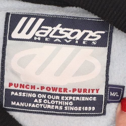 Watsons Mens Blue M V-Neck Pullover Fleece Sweatshirt Pocket