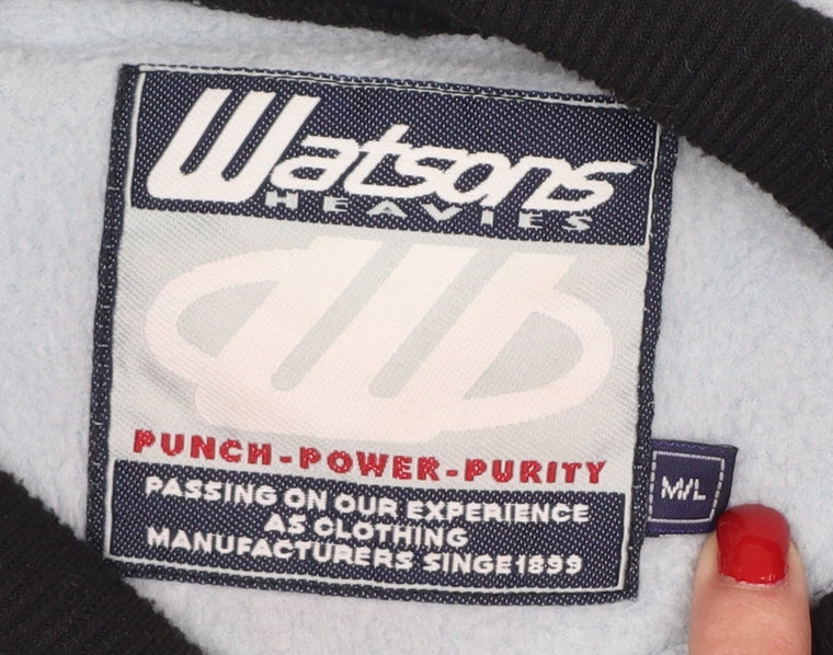 Watsons Mens Blue M V-Neck Pullover Fleece Sweatshirt Pocket