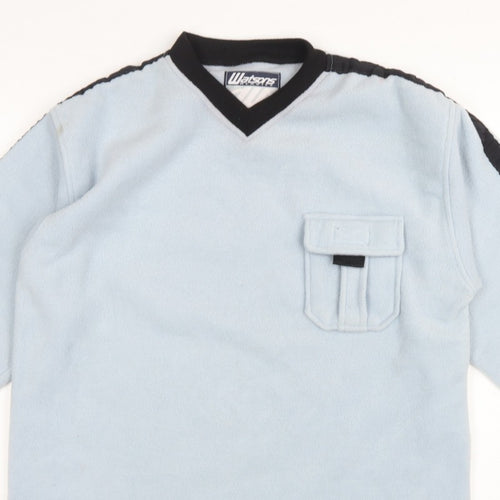 Watsons Mens Blue M V-Neck Pullover Fleece Sweatshirt Pocket