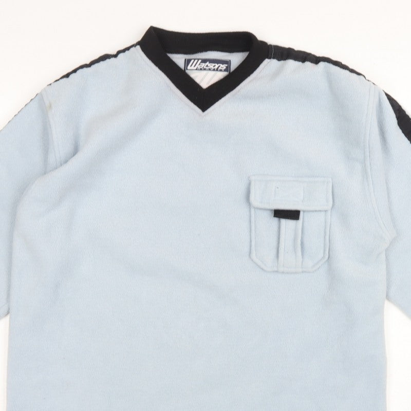 Watsons Mens Blue M V-Neck Pullover Fleece Sweatshirt Pocket