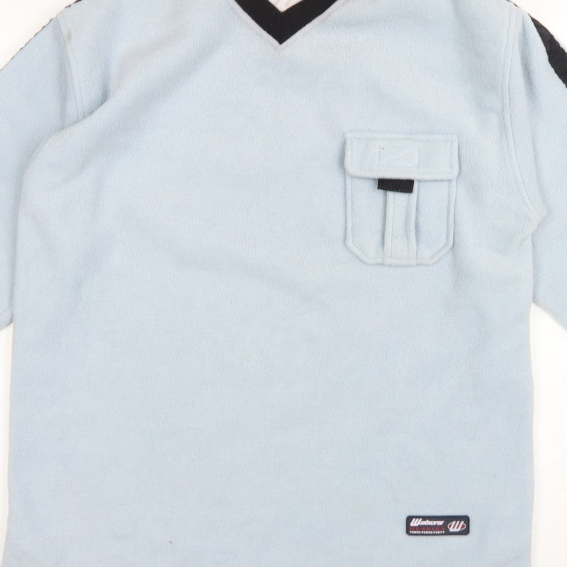Watsons Mens Blue M V-Neck Pullover Fleece Sweatshirt Pocket