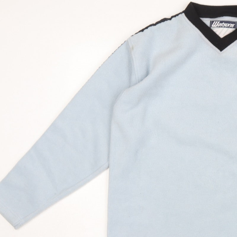 Watsons Mens Blue M V-Neck Pullover Fleece Sweatshirt Pocket