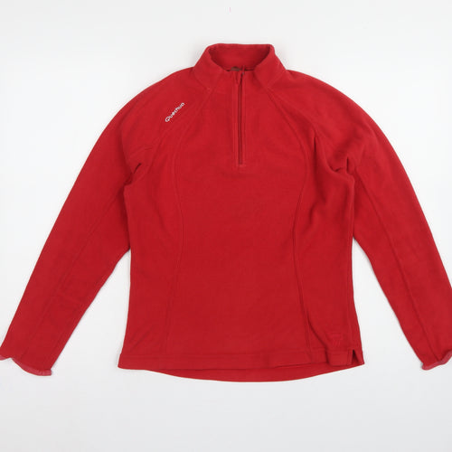 Quechua Women Red UK 12 Fleece 1/2 Zip Raglan Sweatshirt Hiking