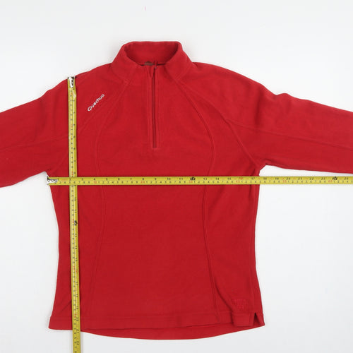 Quechua Women Red UK 12 Fleece 1/2 Zip Raglan Sweatshirt Hiking