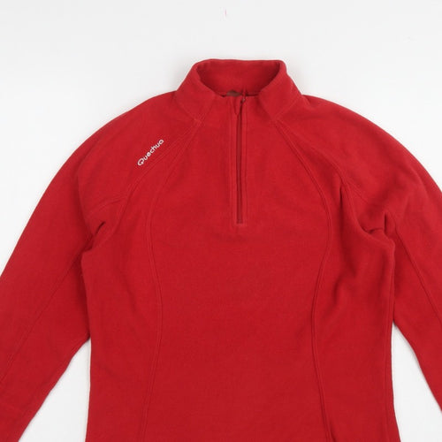 Quechua Women Red UK 12 Fleece 1/2 Zip Raglan Sweatshirt Hiking