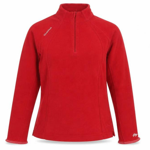 Quechua Women Red UK 12 Fleece 1/2 Zip Raglan Sweatshirt Hiking