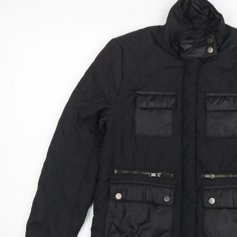 H&M Women’s Black UK 4 Quilted Padded Zip Jacket
