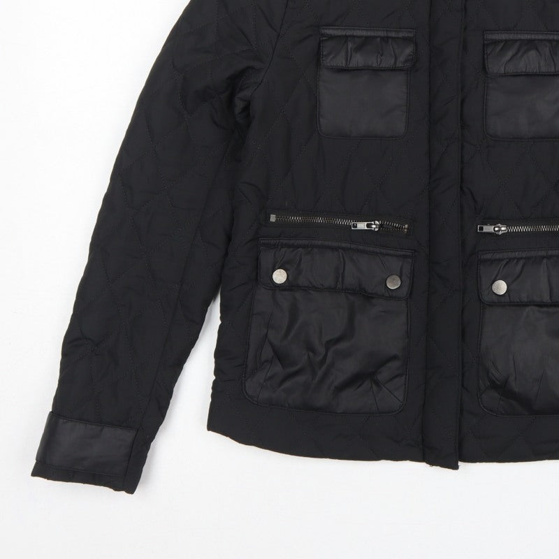 H&M Women’s Black UK 4 Quilted Padded Zip Jacket