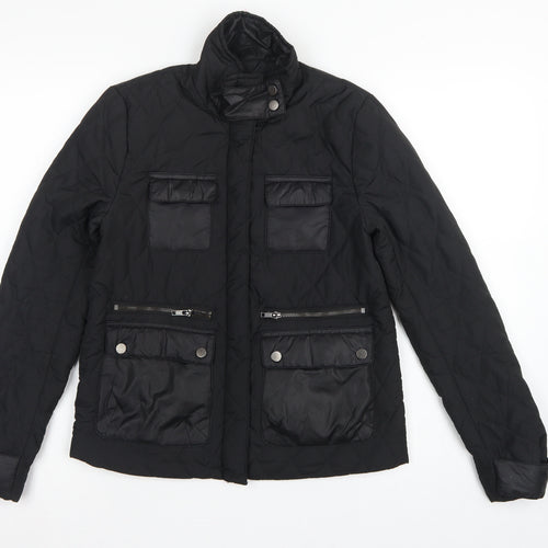 H&M Women’s Black UK 4 Quilted Padded Zip Jacket