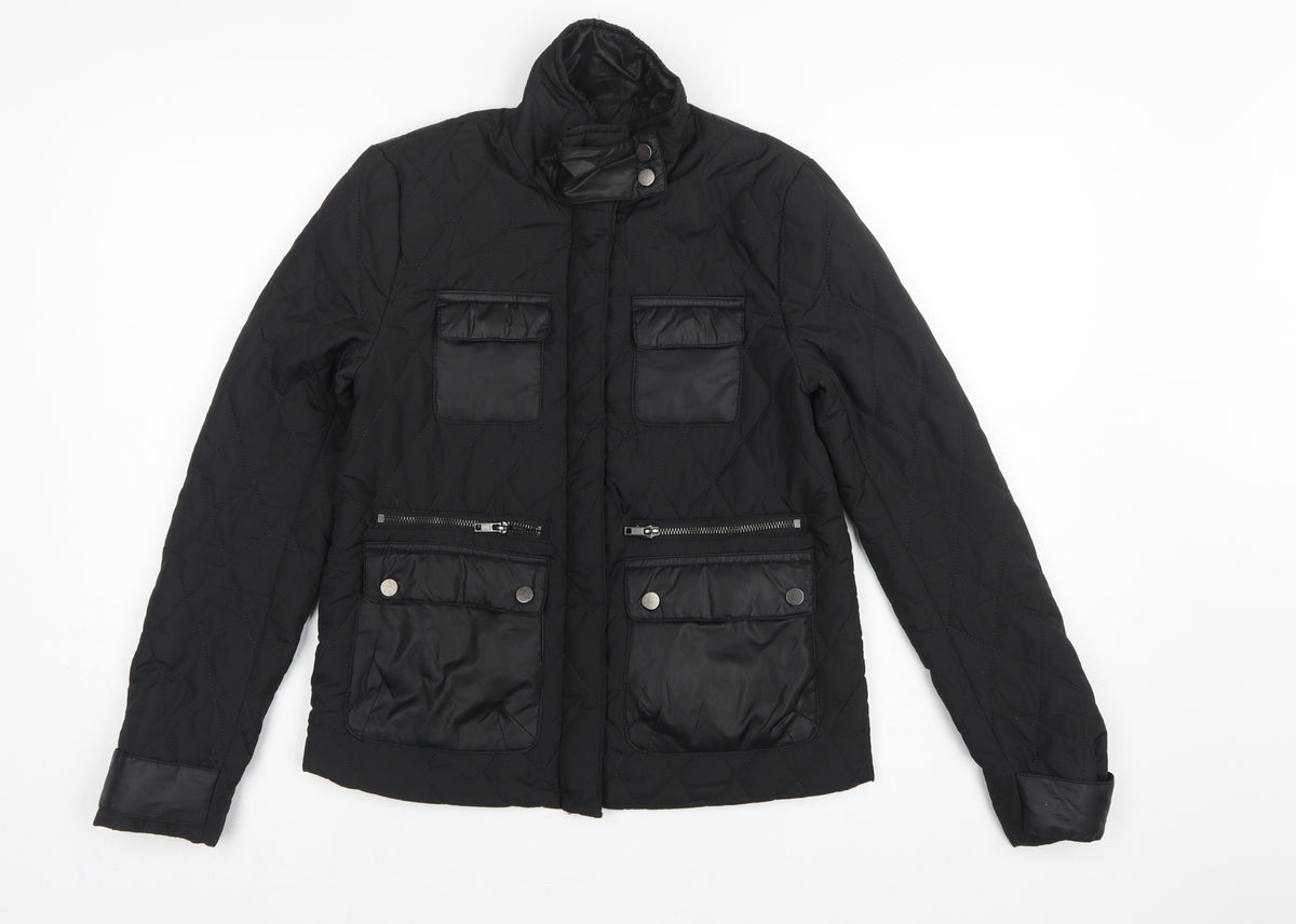 H&M Women’s Black UK 4 Quilted Padded Zip Jacket