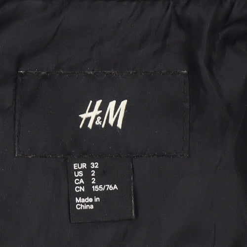 H&M Women’s Black UK 4 Quilted Padded Zip Jacket