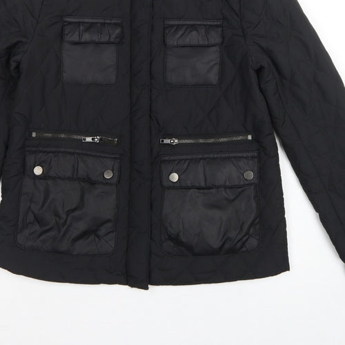 H&M Women’s Black UK 4 Quilted Padded Zip Jacket