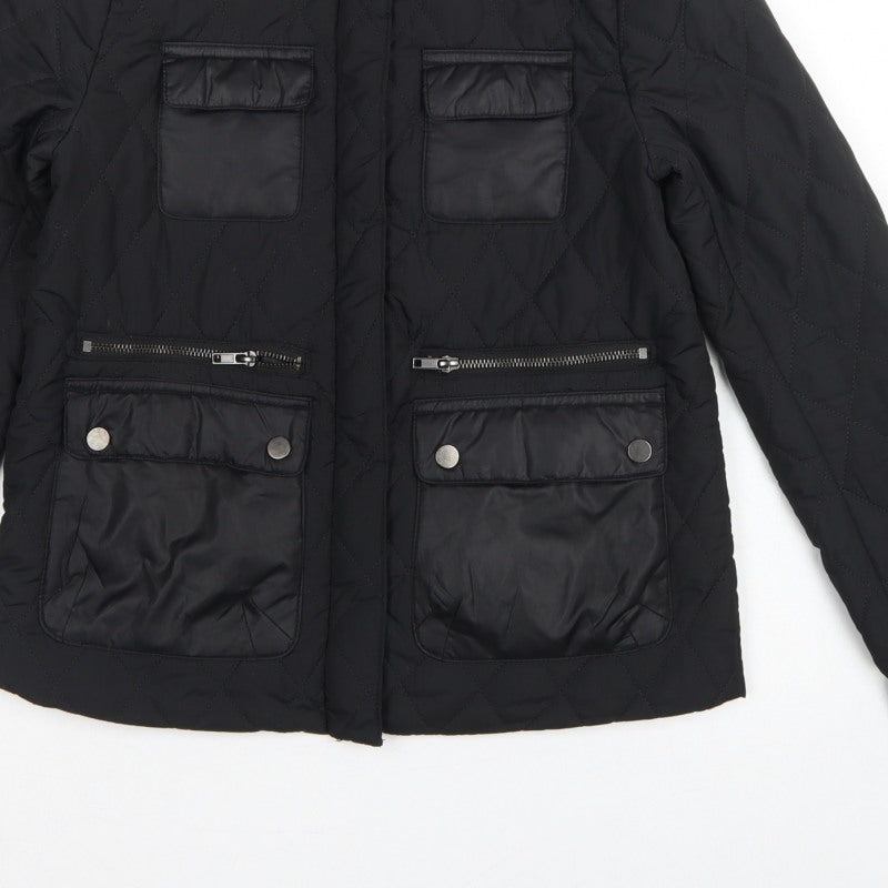 H&M Women’s Black UK 4 Quilted Padded Zip Jacket