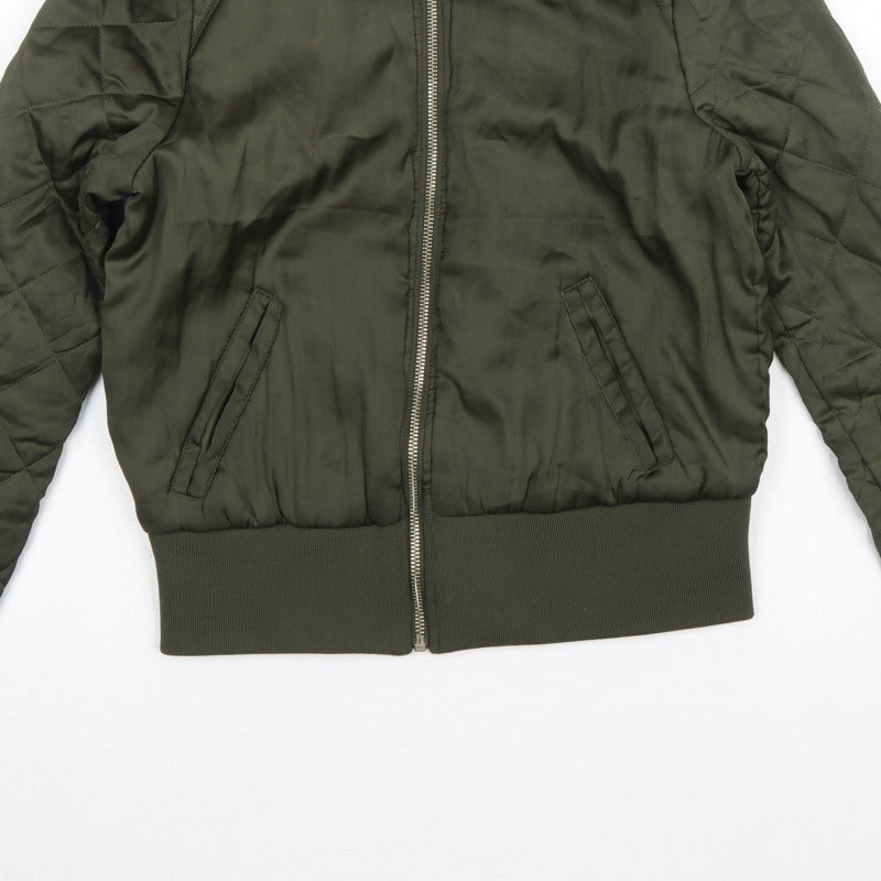 H&M Divided Women’s Green UK 12 Quilted Padded Bomber Jacket