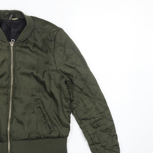H&M Divided Women’s Green UK 12 Quilted Padded Bomber Jacket