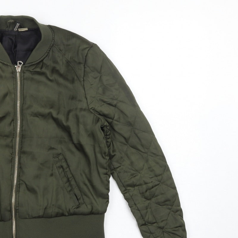 H&M Divided Women’s Green UK 12 Quilted Padded Bomber Jacket