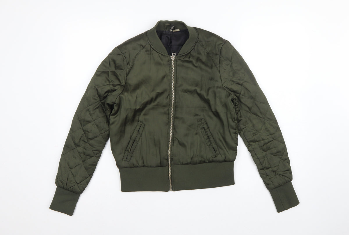 H&M Divided Women’s Green UK 12 Quilted Padded Bomber Jacket