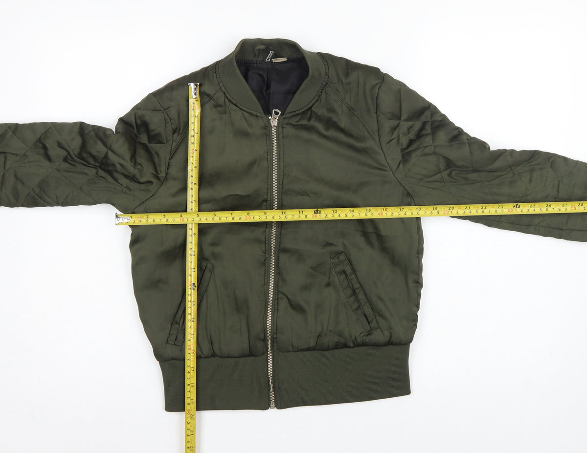 H&M Divided Women’s Green UK 12 Quilted Padded Bomber Jacket