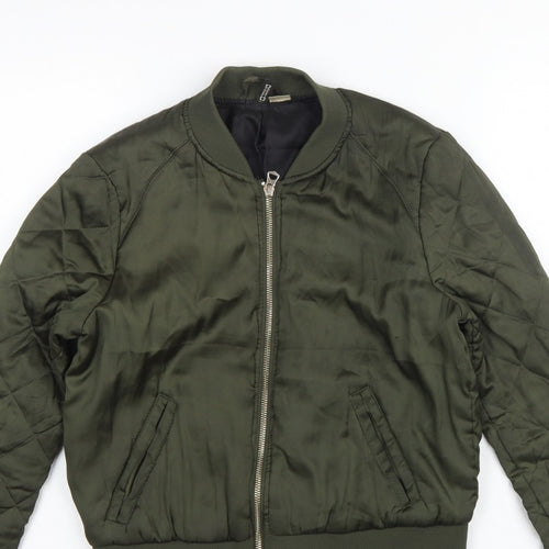 H&M Divided Women’s Green UK 12 Quilted Padded Bomber Jacket