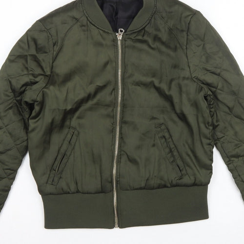 H&M Divided Women’s Green UK 12 Quilted Padded Bomber Jacket