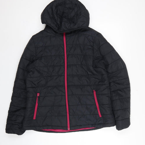 Peter Storm Women’s Black Pink Hooded Puffer Jacket Size 14